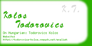 kolos todorovics business card